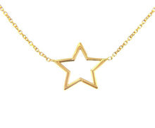 Load image into Gallery viewer, 18K YELLOW GOLD NECKLACE 16mm CENTRAL STAR, ROLO OVAL 1mm CHAIN 42cm 16.5".
