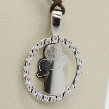 Load image into Gallery viewer, SOLID 18K WHITE GOLD PENDANT MEDAL, STYLIZED GUARDIAN ANGEL, MADE IN ITALY.