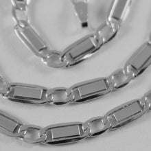 Cargar imagen en el visor de la galería, 18k white gold chain flat gourmette alternate 4 mm oval link 19.7 made in Italy.