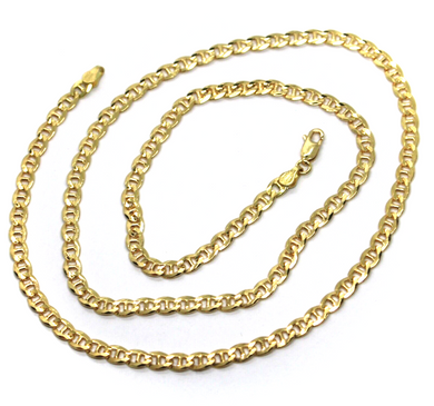 solid 18k yellow gold chain flat boat mariner oval nautical 4.5mm link 60 cm 24