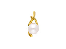 Load image into Gallery viewer, 18k yellow gold pendant charm with round freshwater white pearl 7/7.5 mm.