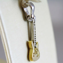 Load image into Gallery viewer, SOLID 18K WHITE & YELLOW ELECTRIC GUITAR PENDANT POLISHED CHARM, MADE IN ITALY.