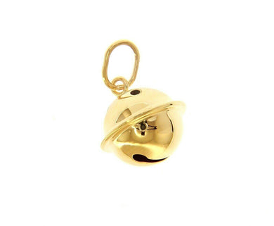 18K YELLOW GOLD CALL ANGELS RATTLE ROUND PENDANT, DIAMETER 13mm FOR PREGNANCY.