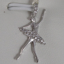 Load image into Gallery viewer, SOLID 18K WHITE GOLD DANCER BALLET PENDANT CHARM WITH ZIRCONIA, MADE IN ITALY.