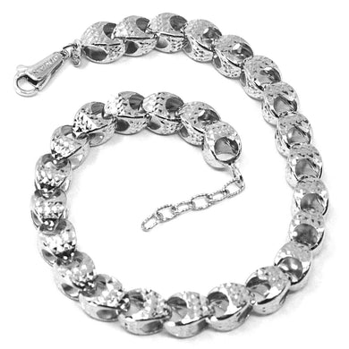 18k white gold bracelet, big rounded diamond cut oval drops 6 mm, rounded.