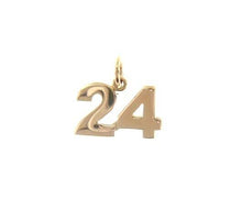 Cargar imagen en el visor de la galería, 18k rose gold number 24 twenty four small pendant charm, 0.4", 10mm.