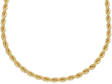 Load image into Gallery viewer, 9K YELLOW GOLD 4mm ROPE CHAIN BRAID ROPE CORD, HOLLOW NECKLACE, LENGTH 23.6".