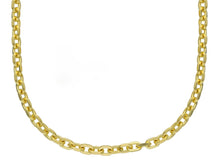 Load image into Gallery viewer, 18K YELLOW GOLD SOLID CHAIN SQUARED CABLE 3.2mm OVAL LINKS, 20" 50cm ITALY MADE.