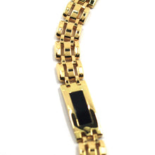 Load image into Gallery viewer, 18K YELLOW GOLD MAN SOLID BRACELET ALTERNATE 8mm PLATES WITH BLACK ONYX.
