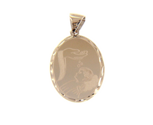 Load image into Gallery viewer, SOLID 18K WHITE GOLD CHRISTIAN BAPTISM OVAL MEDAL, 20mm WITH WORKED FRAME.