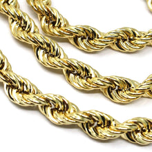 Charger l'image dans la galerie, 18k yellow gold hollow chain necklace big 6 mm braid big rope link 19.7, made in Italy.
