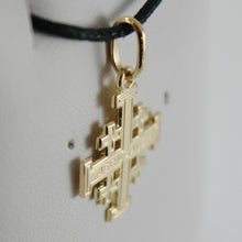 Load image into Gallery viewer, solid 18k yellow gold flat 18mm Jerusalem Cross, smooth and satin, made in Italy.