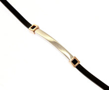 Load image into Gallery viewer, SOLID 18K ROSE WHITE GOLD BRACELET 4mm SQUARED TUBE PLATE AND BLACK RUBBER 8.3".