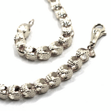 Load image into Gallery viewer, 18K WHITE GOLD BRACELET, DIAMOND CUT OVAL ROUNDED 4mm DROPS LINK, 19cm 7.5".