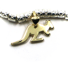 Load image into Gallery viewer, 925 STERLING SILVER TUBES CUBES BRACELET, 9K YELLOW GOLD 20mm KANGAROO PENDANT.