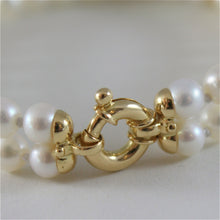 Cargar imagen en el visor de la galería, 18k yellow gold bracelet with two strands white fw pearls 7.08 in made in Italy.
