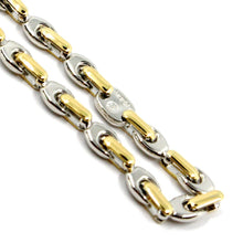 Cargar imagen en el visor de la galería, 18k white yellow gold chain necklace alternate 5mm oval drop & tube links, 20".
