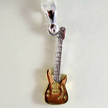 Load image into Gallery viewer, SOLID 18K WHITE & YELLOW ELECTRIC GUITAR PENDANT POLISHED CHARM, MADE IN ITALY.