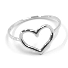 Load image into Gallery viewer, SOLID 18K WHITE GOLD HEART LOVE RING, 10mm DIAMETER HEART CENTRAL MADE IN ITALY.