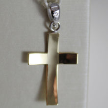 Cargar imagen en el visor de la galería, 18k white yellow gold cross, pendant, stylized, hammered, arched, made in Italy.