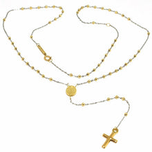 Load image into Gallery viewer, 18K YELLOW WHITE GOLD MINI ROSARY NECKLACE MIRACULOUS MARY MEDAL JESUS CROSS.