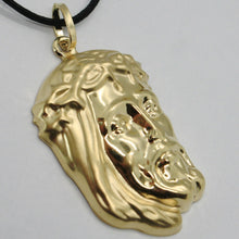 Load image into Gallery viewer, 18K YELLOW GOLD JESUS FACE PENDANT CHARM 37 MM, 1.5 IN, FINELY WORKED ITALY MADE.