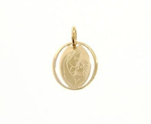 Load image into Gallery viewer, 18K YELLOW GOLD PENDANT OVAL MEDAL VIRGIN MARY & JESUS ENGRAVABLE MADE IN ITALY.