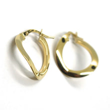 Cargar imagen en el visor de la galería, 18K YELLOW GOLD CIRCLE HOOPS ONDULATE EARRINGS 20 MM, THIN SECTION 1 MM, ITALY.