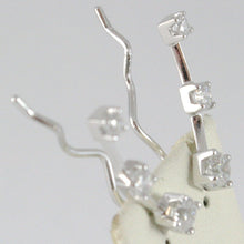 Charger l'image dans la galerie, 18k white gold pendant trilogy earrings or ear clamp along lobe sideways climber.