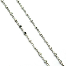 Charger l'image dans la galerie, 18K WHITE GOLD NECKLACE DROP FACETED LONDON TOPAZ ROLO CUBE CHAIN, FACETED BALLS.