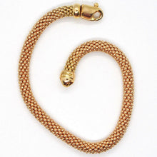 Charger l'image dans la galerie, 18k rose gold bracelet, 18.5 cm, 7.3 inches, basket weave tube, popcorn 5 mm.