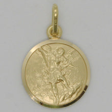 Load image into Gallery viewer, solid 18k yellow gold Saint Michael Archangel 15 mm very detailed medal, pendant.