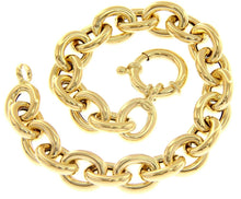 Load image into Gallery viewer, 18K YELLOW GOLD BRACELET TUBULAR OVAL ROLO ROUNDED 11x13mm CIRCLE LINK 20cm 7.9".