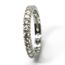 Cargar imagen en el visor de la galería, 18k white gold eternity band ring, white cubic zirconia, thickness 3 mm.