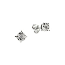 Load image into Gallery viewer, SOLID 18K WHITE GOLD ORSINI EARRINGS WITH DIAMONDS CT 0.08 MADE IN ITALY.