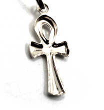 Cargar imagen en el visor de la galería, 18K WHITE GOLD, 23mm ANKH ROUNDED CROSS OF LIFE PENDANT, EXCAVATED BACK.