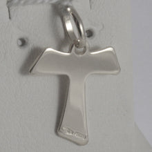 Load image into Gallery viewer, solid 18k white gold cross, Franciscan tau tao, Saint Francis, made in Italy.