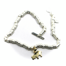 Load image into Gallery viewer, 925 STERLING SILVER TUBES CUBES BRACELET, 9K YELLOW GOLD 10mm SHEEP PENDANT.