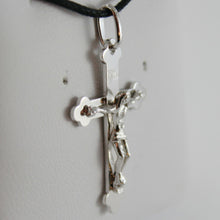 Load image into Gallery viewer, 18k white gold cross with Jesus, smooth, finely worked engravable made in Italy.