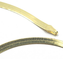 Cargar imagen en el visor de la galería, 18K YELLOW GOLD BRACELET FLAT 3.5mm BOX SNAKE FISHBONE, 7.3", 18.5cm HERRINGBONE.