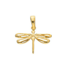 Load image into Gallery viewer, SOLID 18K YELLOW GOLD SMALL 13mm 0.5" DRAGONFLY PENDANT, CHARM, MADE IN ITALY.