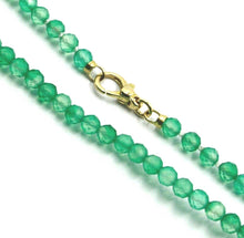 Cargar imagen en el visor de la galería, 18K YELLOW GOLD BEADED BRACELET 7.3" 18.5cm, FACETED GREEN AGATE DIAMETER 3mm.