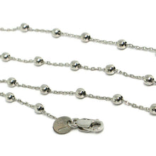 Cargar imagen en el visor de la galería, 18k white gold balls chain 2 mm, 35 inches long, sphere alternate oval rolo.