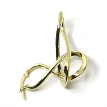 Charger l'image dans la galerie, 18K YELLOW GOLD PENDANT EARRINGS ONDULATE BIG INFINITE 3.5cm, 1.38" INCHES.