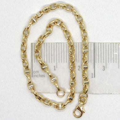 18k yellow white gold 3 mm navy mariner oval bracelet 7.50 inches 19 cm.