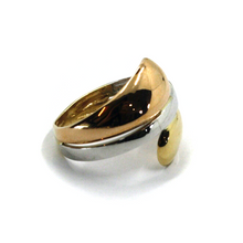 Load image into Gallery viewer, 18K YELLOW, ROSE AND WHITE GOLD ALTERNATE BIG DROPS 18mm TRICOLOR BAND RING.