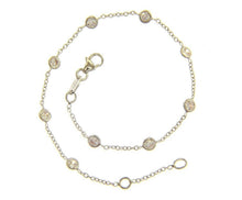 Load image into Gallery viewer, 18k white gold bracelet, alternate 1mm rolo chain & 3.5mm cubic zirconia, 7.3".