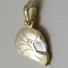 Load image into Gallery viewer, SOLID 18K WHITE & YELLOW MOTOR RACING HELMET, SATIN PENDANT CHARM MADE IN ITALY.