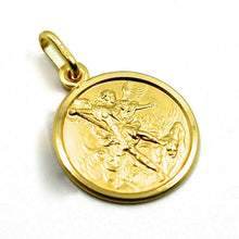 Load image into Gallery viewer, solid 18k yellow gold Saint Michael Archangel 17 mm very detailed medal, pendant.
