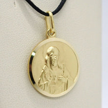 Load image into Gallery viewer, solid 18k yellow gold Sacred Heart of Jesus 17mm round medal, pendant.